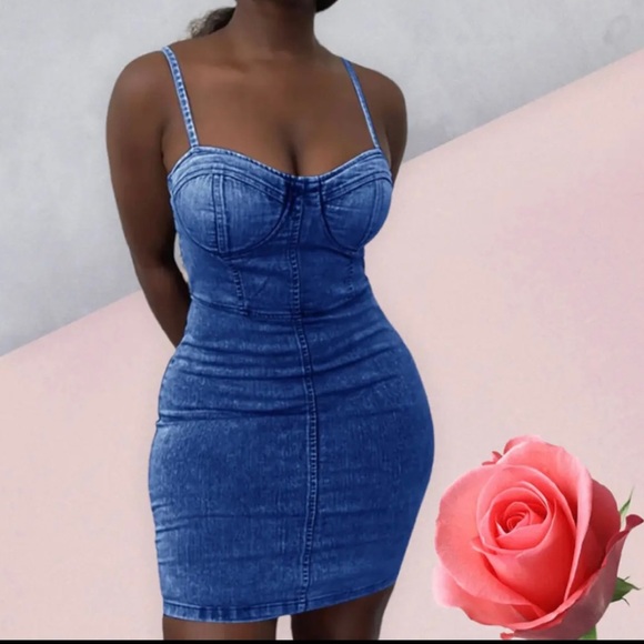 Dresses & Skirts - 💋 NEW Faux Denim Mini Bodycon Dress 💋